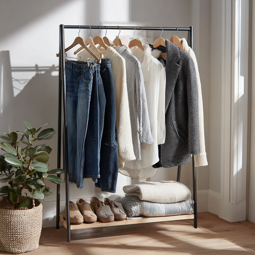 Ageless Denim The Perfect Jeans at Every Stage of Life π salvadoralii minimalist clothing rack styled with denim essenti 84ef075b 89fb 40bf a8fe 6ace45ee30ce